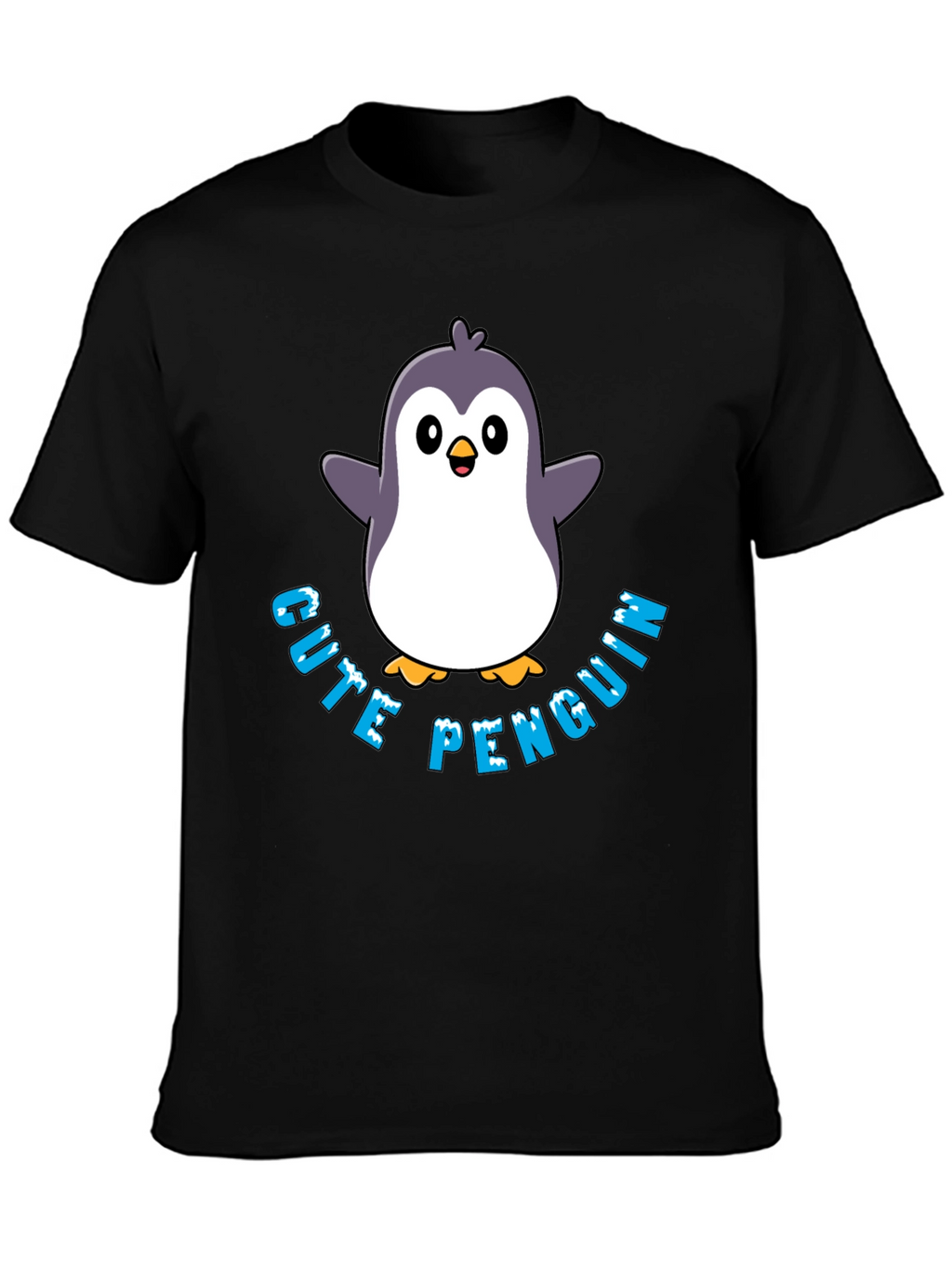 Cute Penguin Graphic T-Shirt - Black