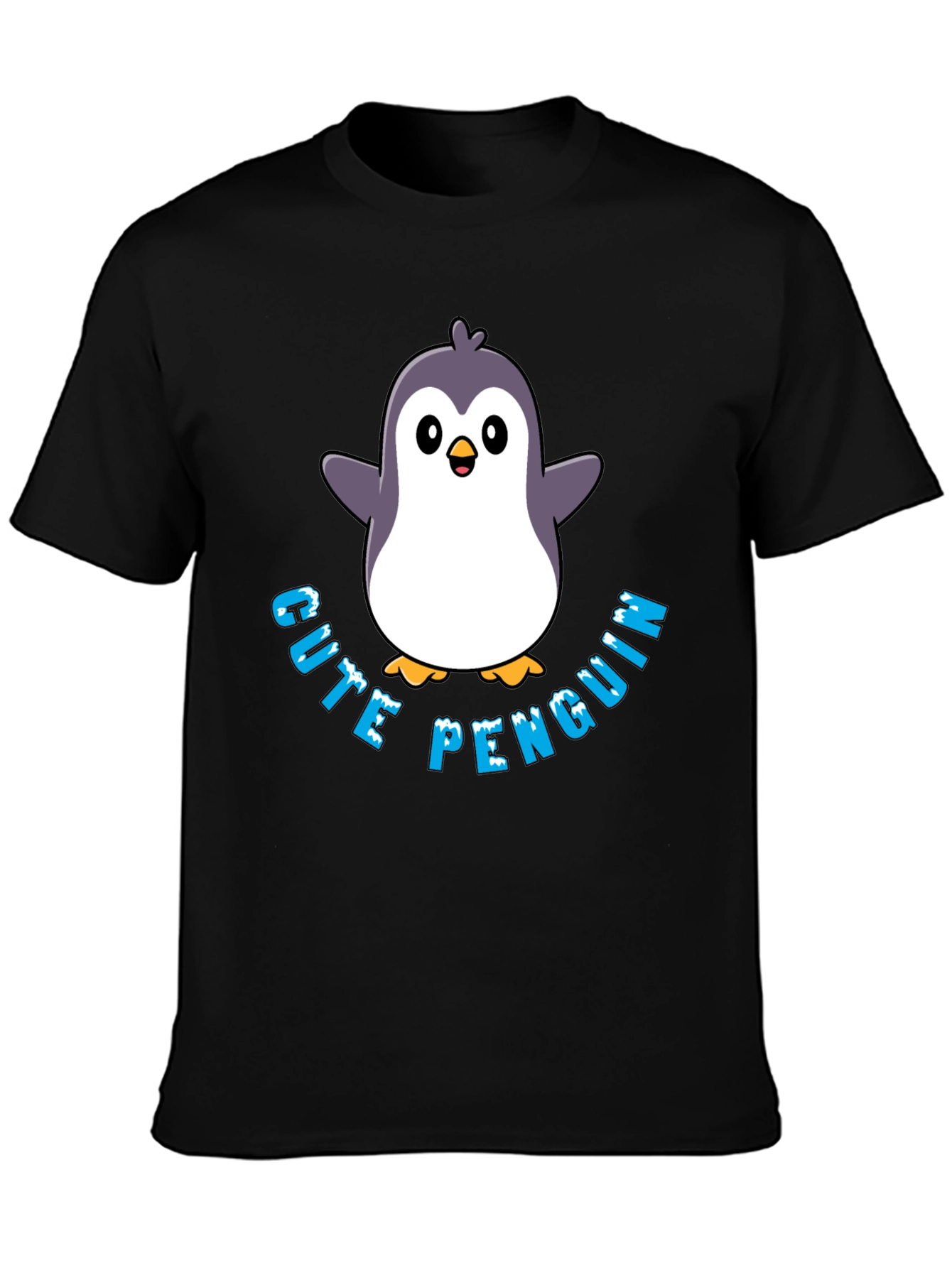 Cute Penguin Graphic T-Shirt - Black