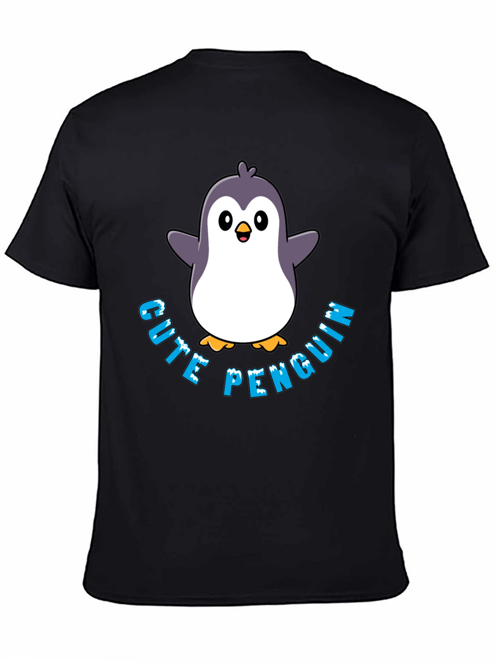 Cute Penguin Graphic T-Shirt - Black