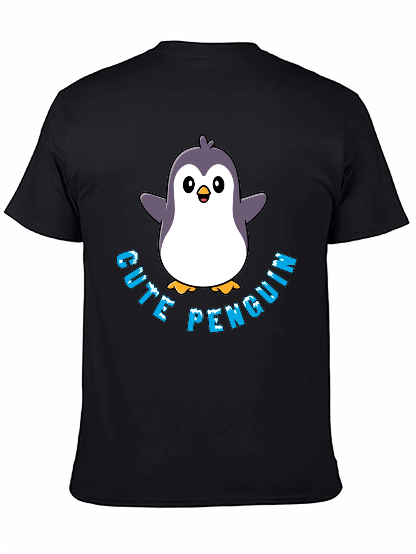 Cute Penguin Graphic T-Shirt - Black