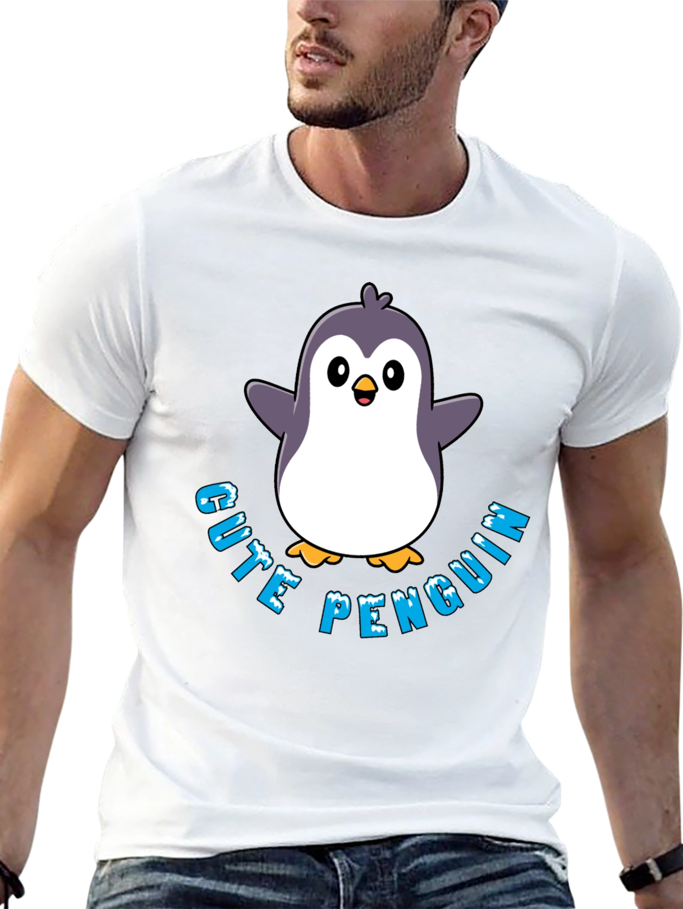 Cute Penguin Graphic T-Shirt - Black