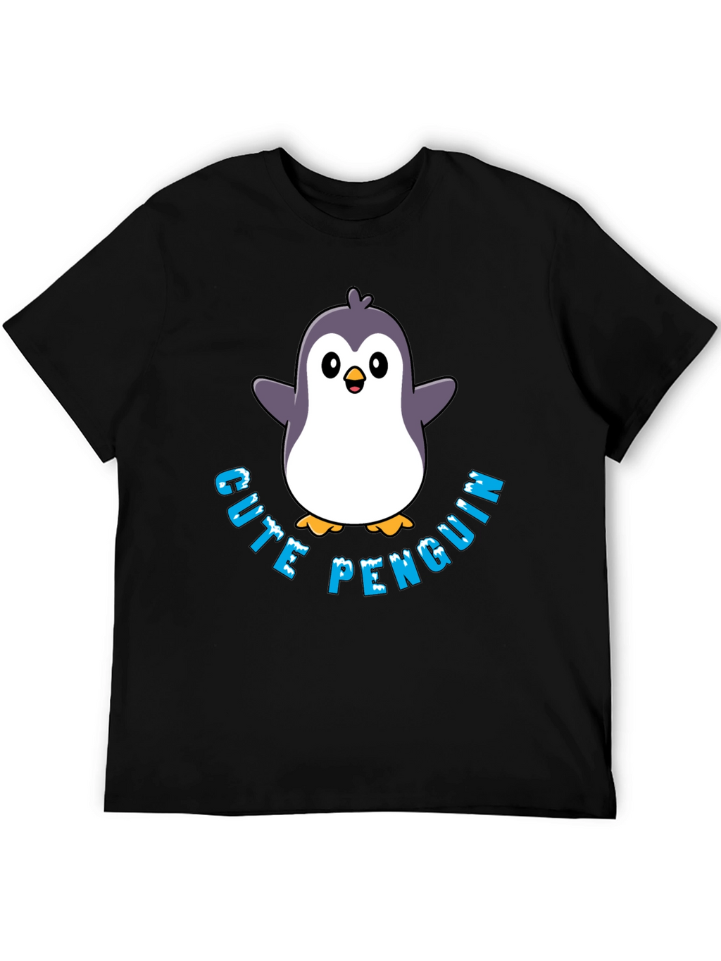 Cute Penguin Graphic T-Shirt - Black
