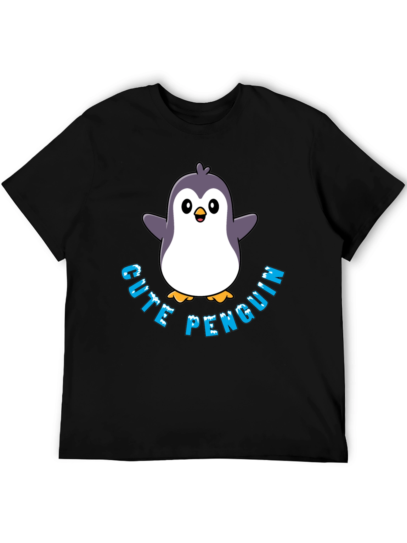 Cute Penguin Graphic T-Shirt - Black