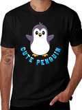 Cute Penguin Graphic T-Shirt - Black