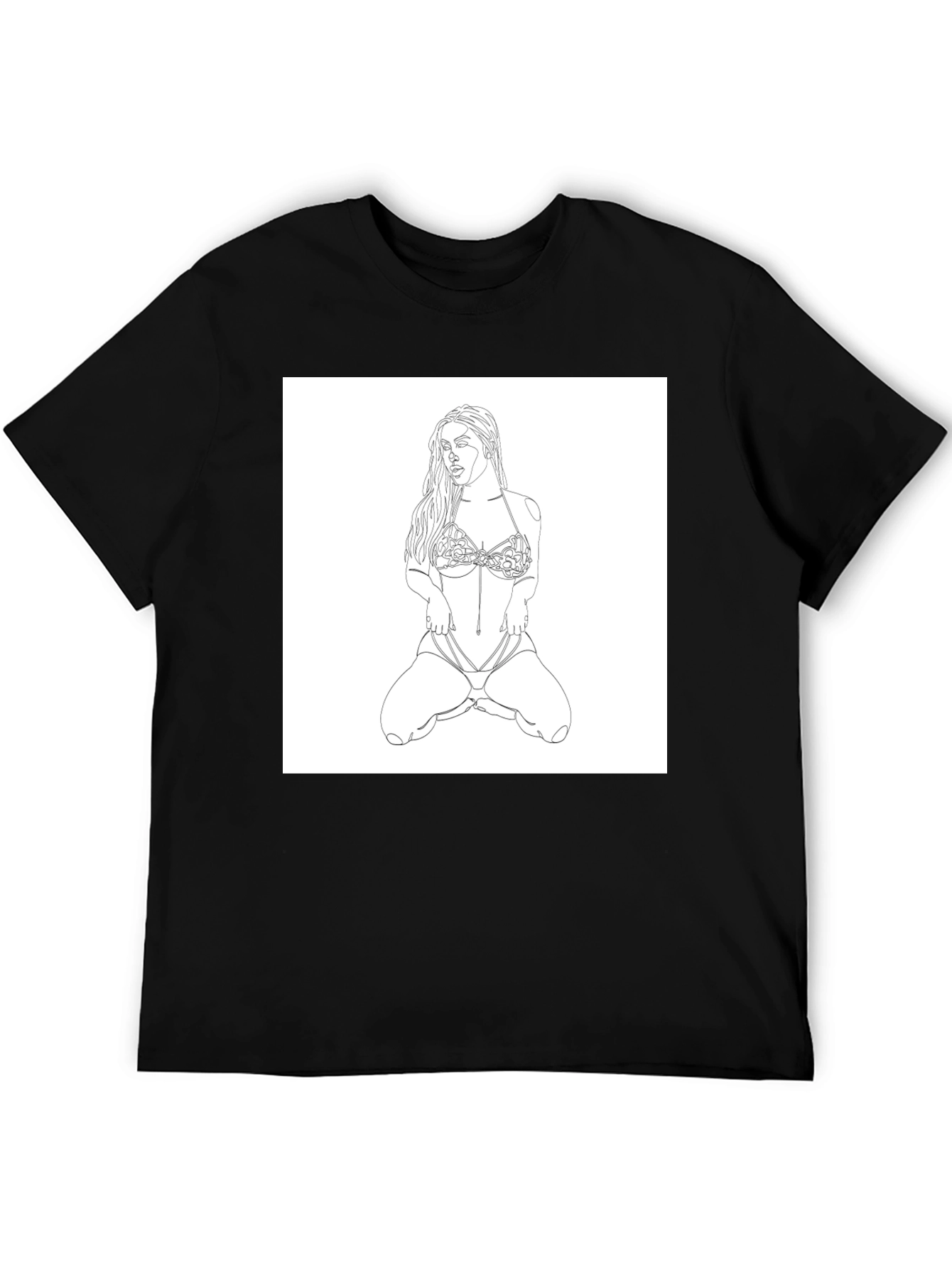 Line Art Woman T-Shirt - Modern Graphic Tee
