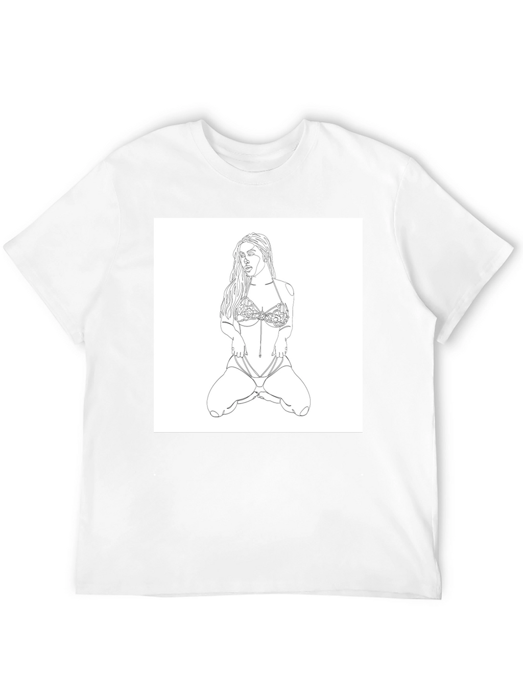 Line Art Woman T-Shirt - Modern Graphic Tee