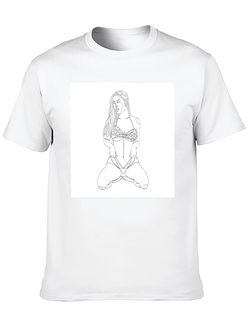 Line Art Woman T-Shirt - Modern Graphic Tee