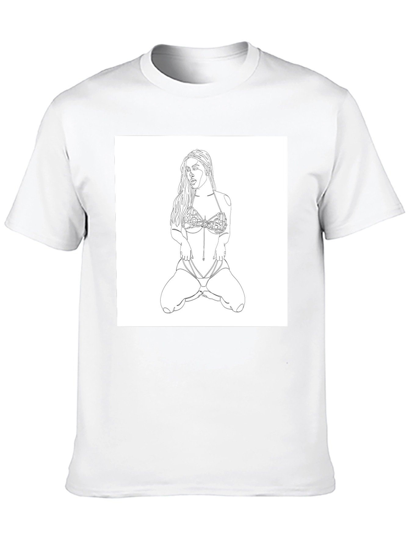 Line Art Woman T-Shirt - Modern Graphic Tee