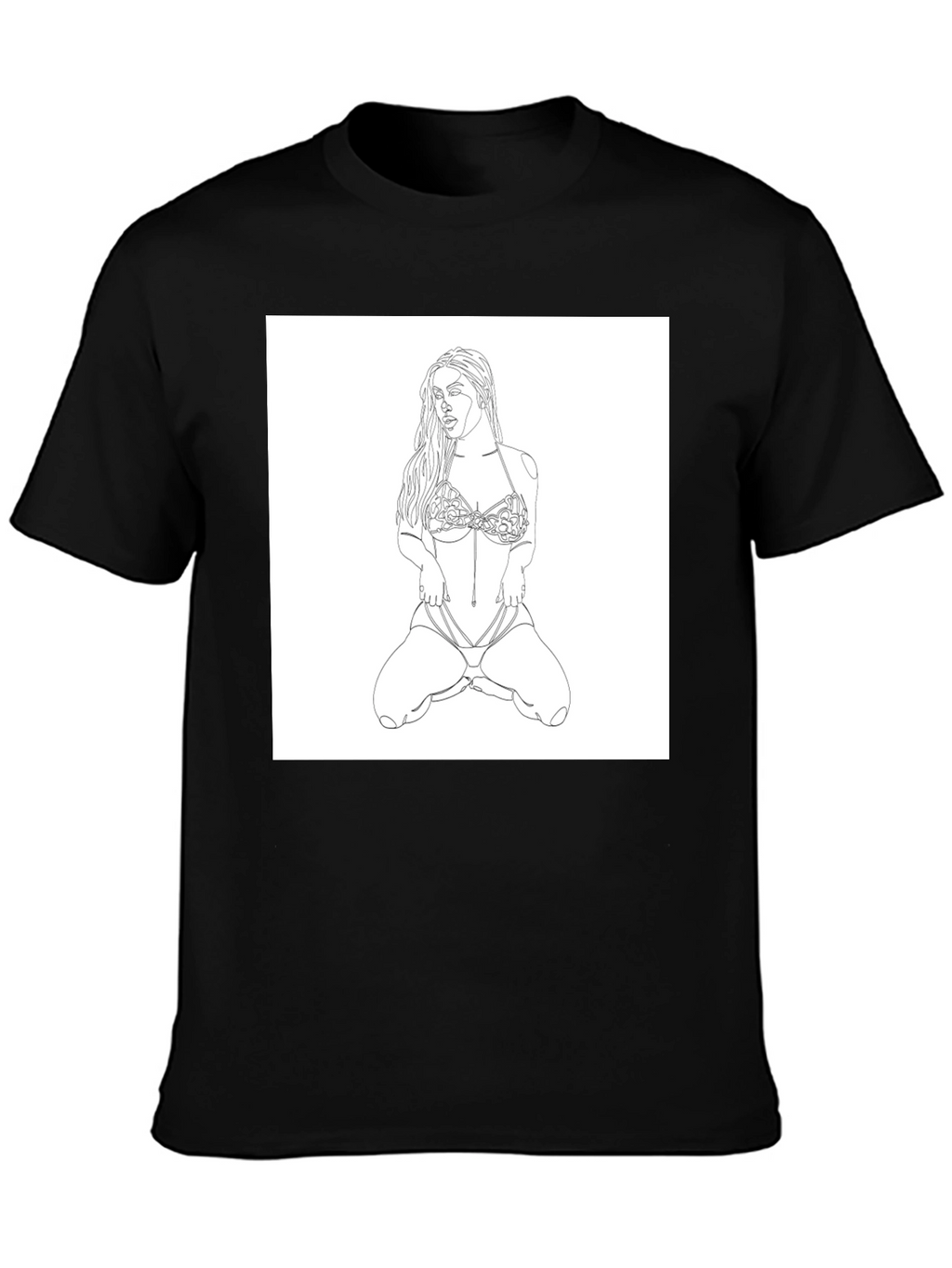 Line Art Woman T-Shirt - Modern Graphic Tee