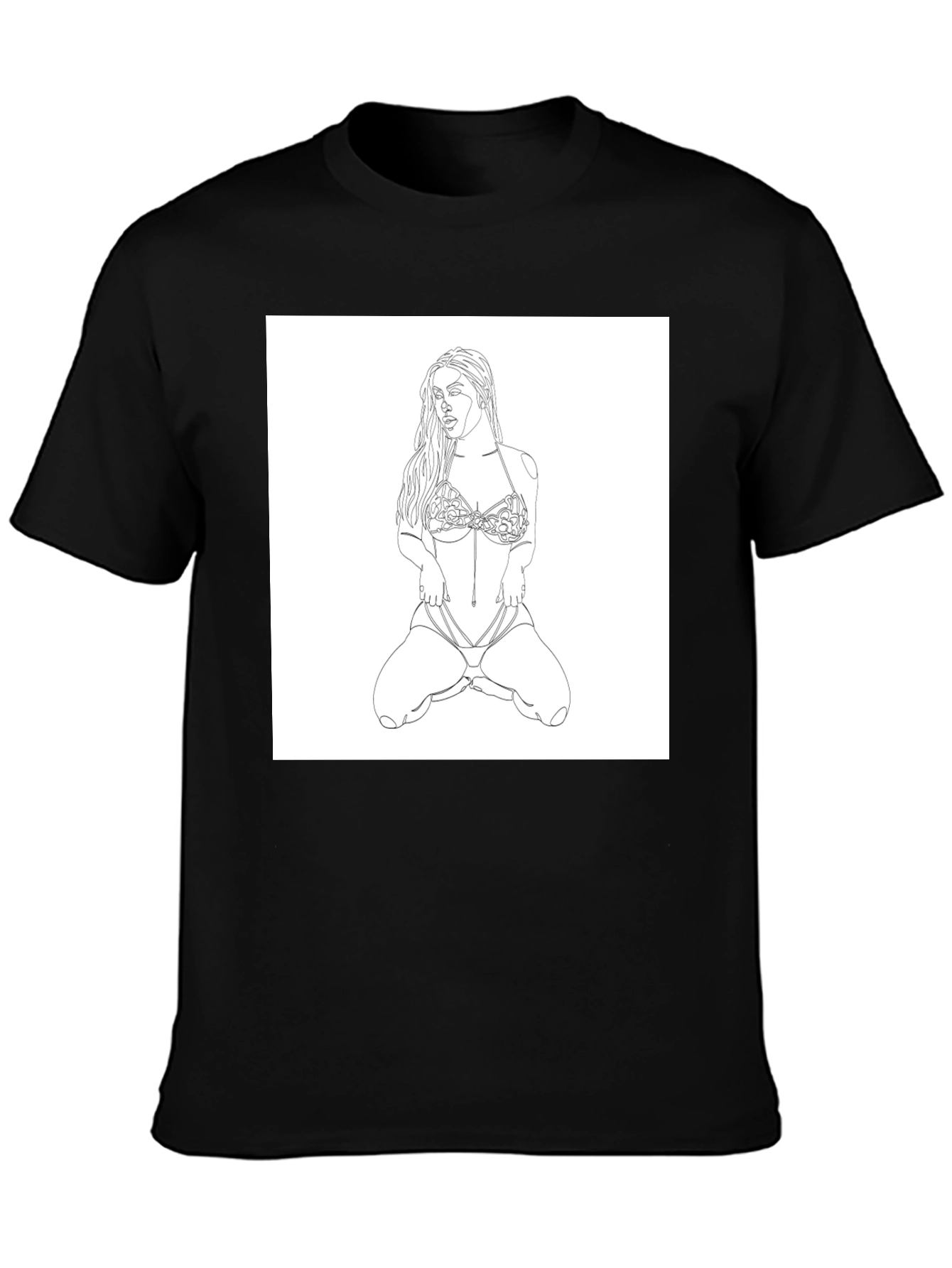 Line Art Woman T-Shirt - Modern Graphic Tee