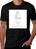 Line Art Woman T-Shirt - Modern Graphic Tee