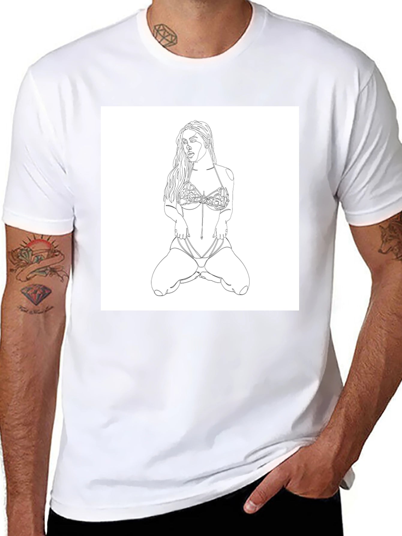 Line Art Woman T-Shirt - Modern Graphic Tee