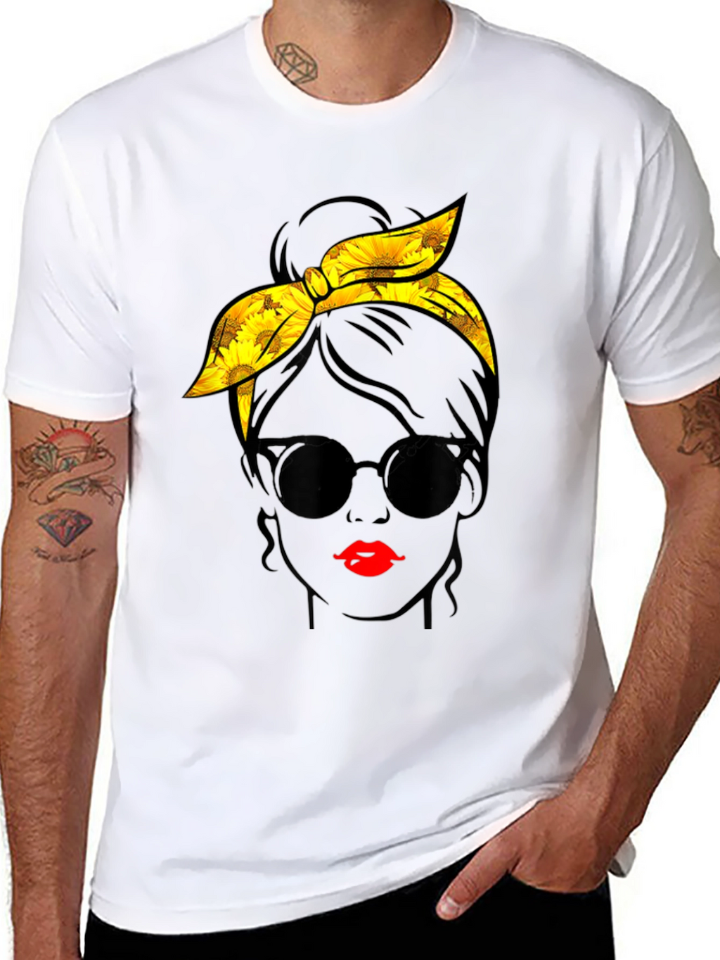 Sunflower Messy Bun Graphic Tee - Black