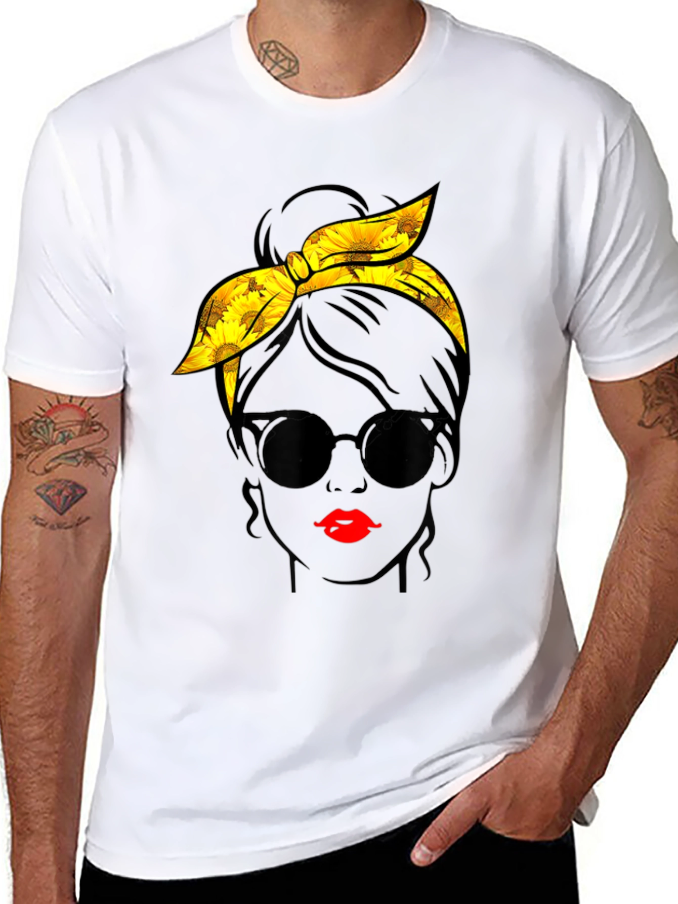 Sunflower Messy Bun Graphic Tee - Black