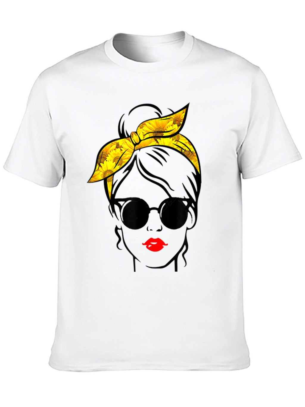 Sunflower Messy Bun Graphic Tee - Black