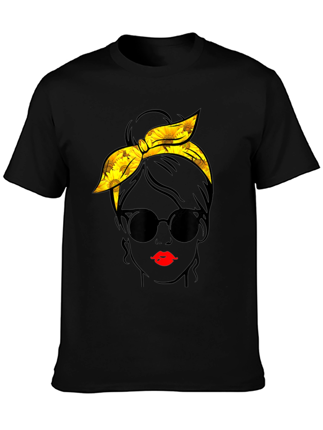 Sunflower Messy Bun Graphic Tee - Black