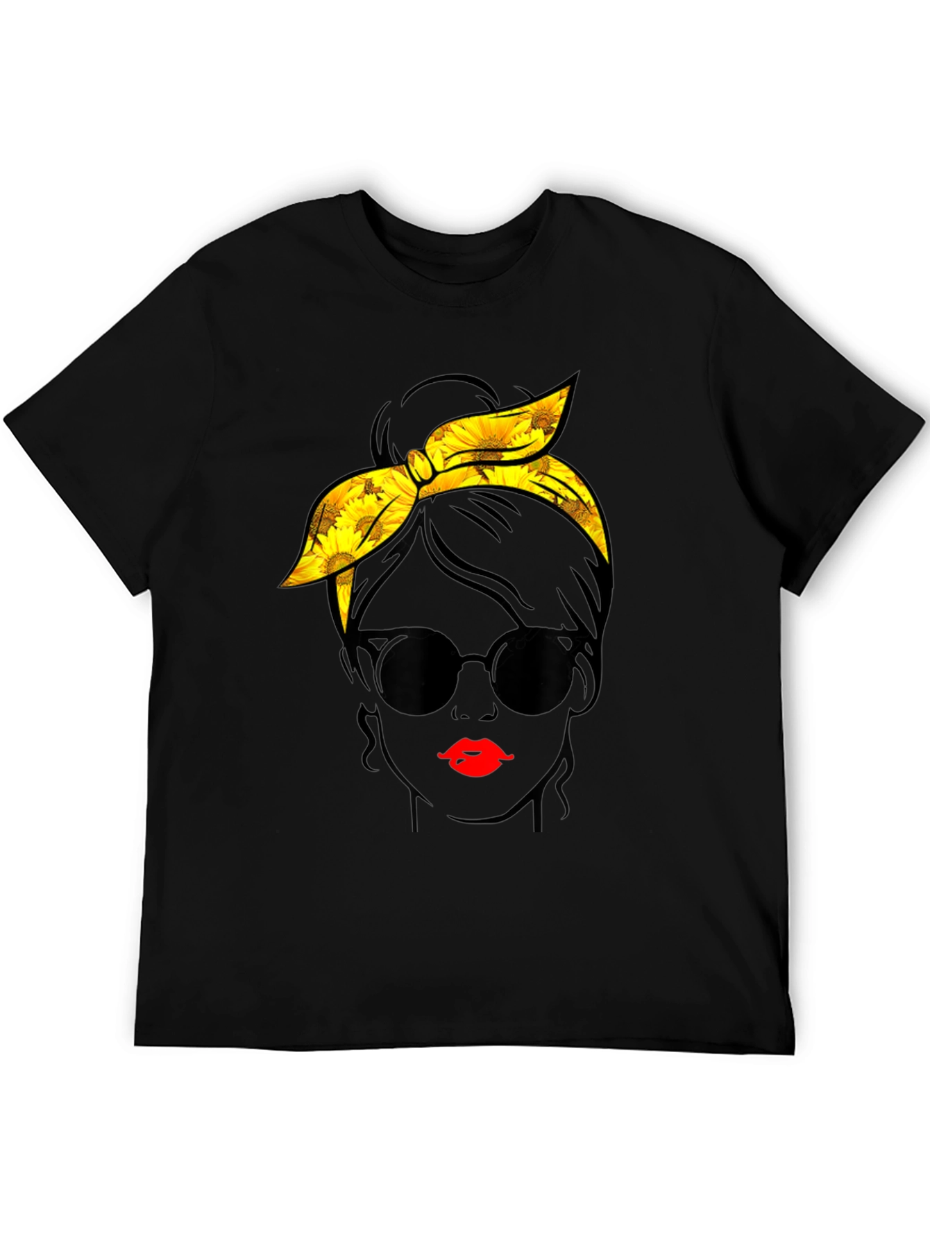 Sunflower Messy Bun Graphic Tee - Black