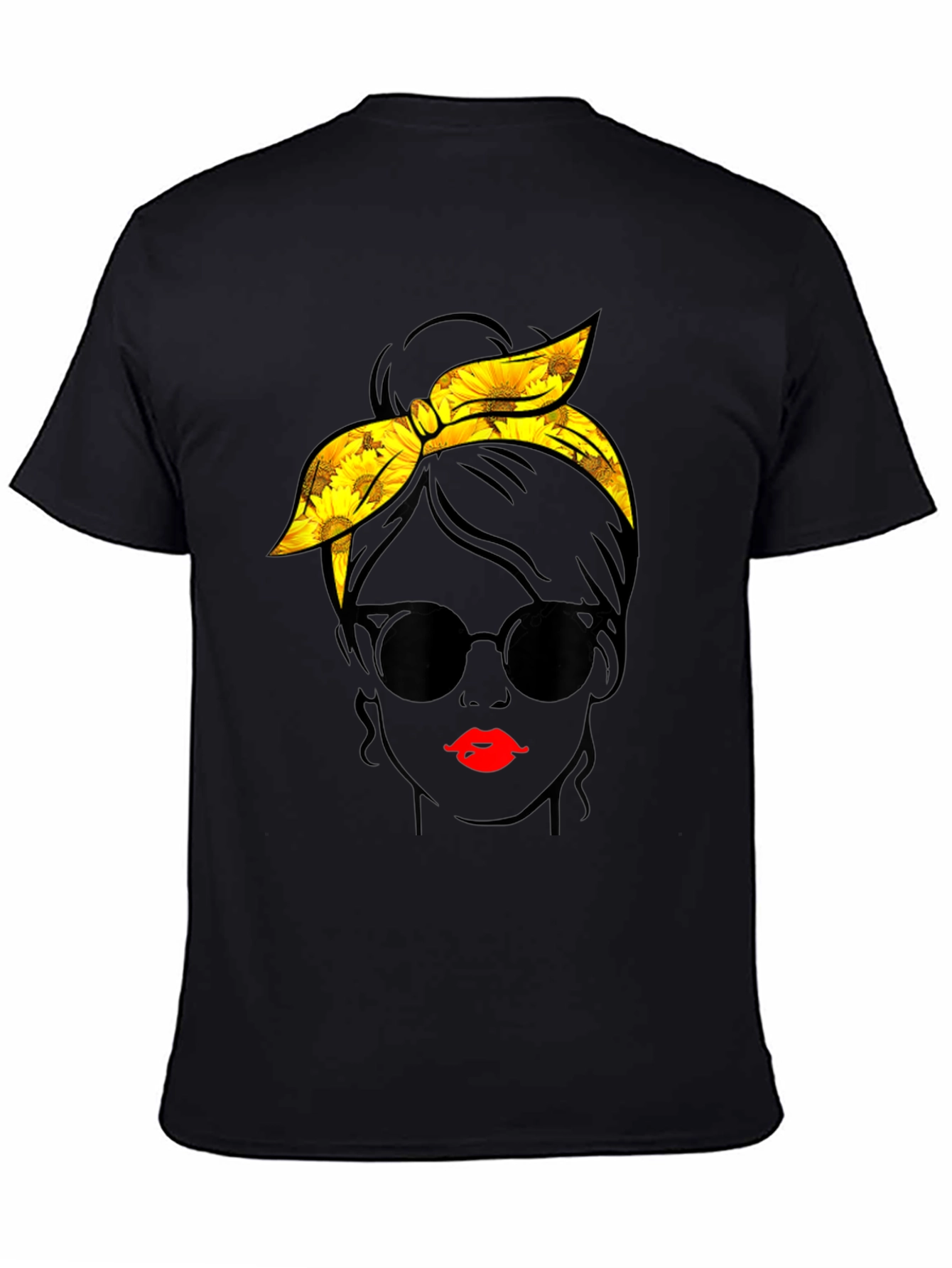 Sunflower Messy Bun Graphic Tee - Black