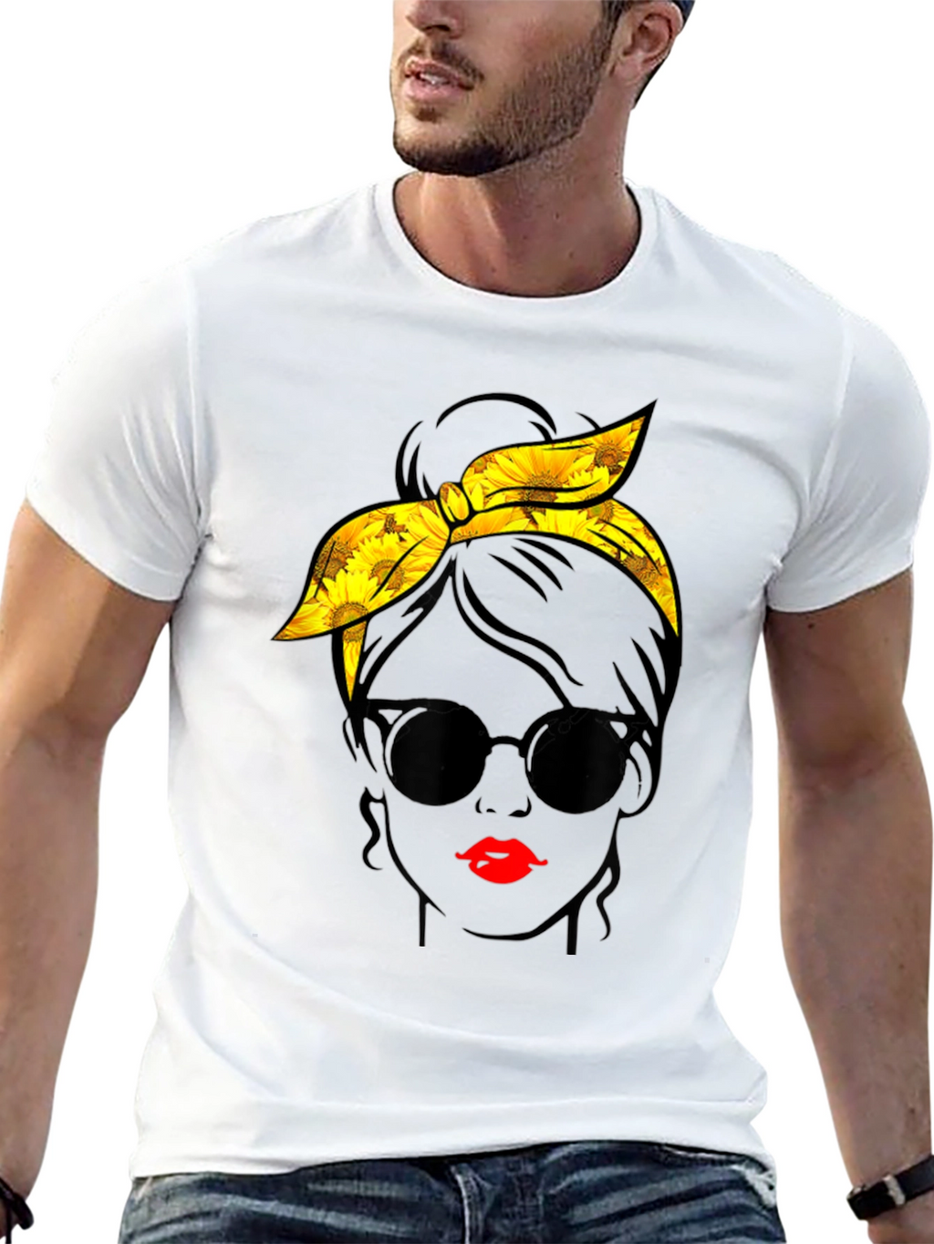 Sunflower Messy Bun Graphic Tee - Black