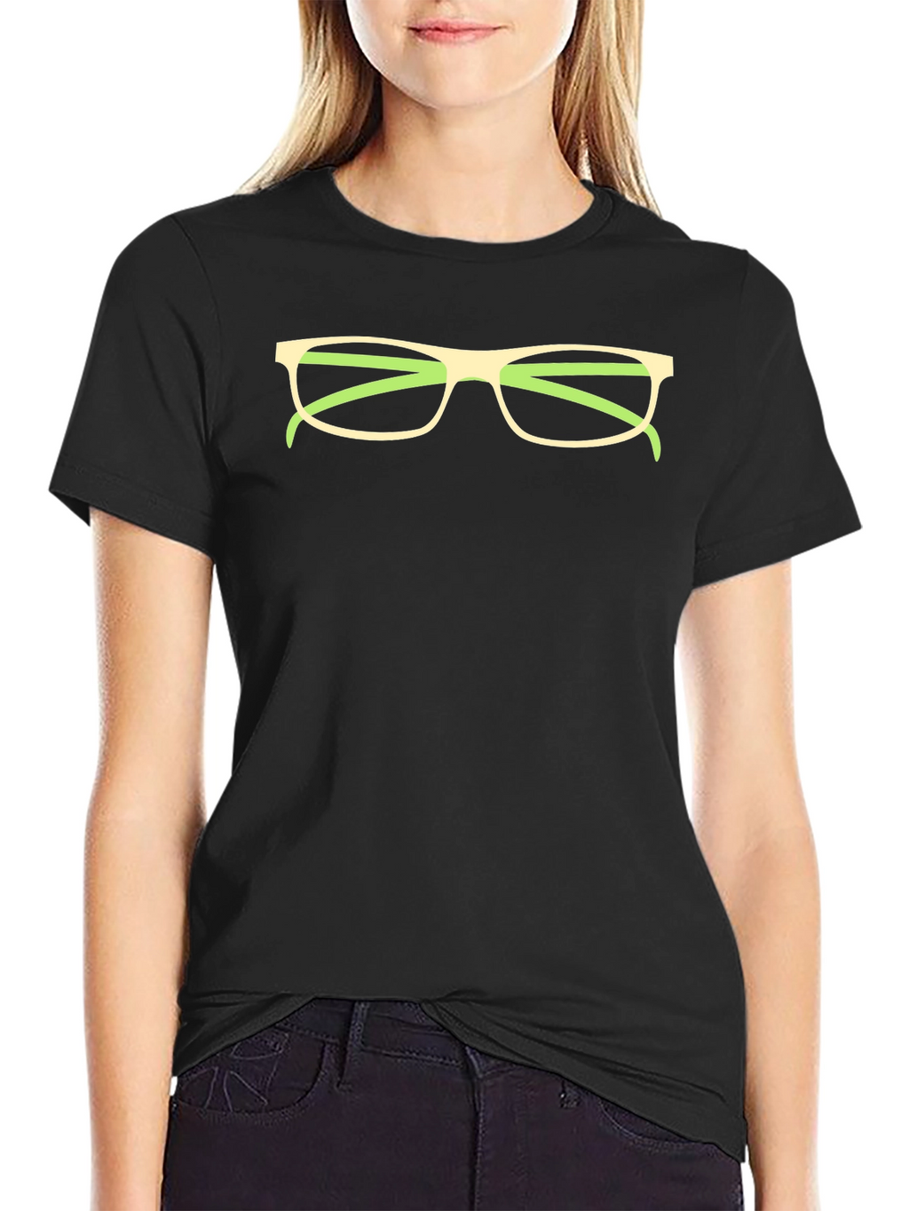 Funny Glasses Graphic Tee - Black Cotton T-Shirt