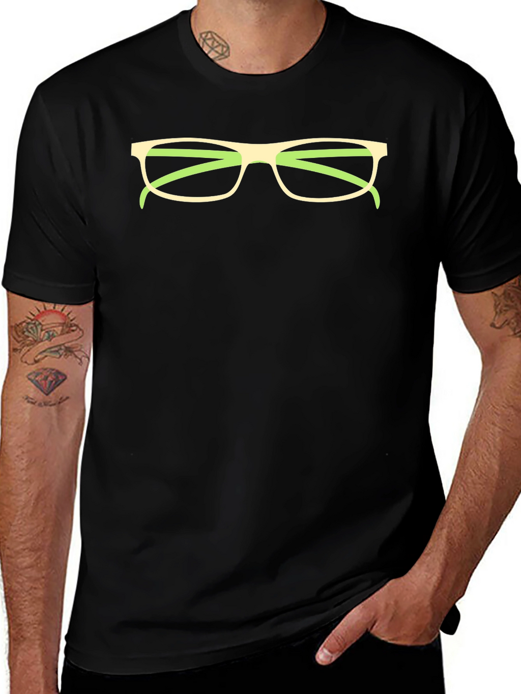 Funny Glasses Graphic Tee - Black Cotton T-Shirt
