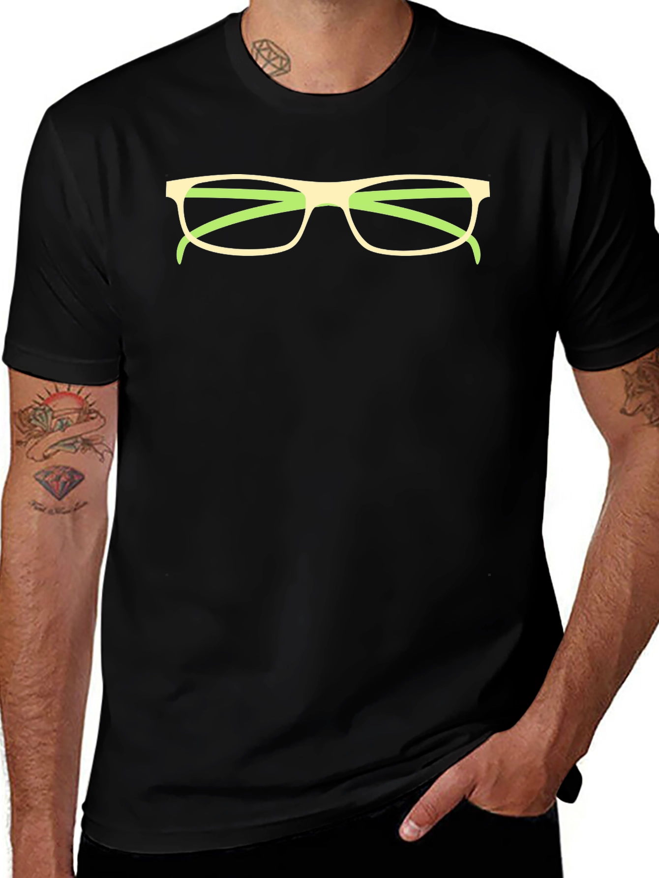 Funny Glasses Graphic Tee - Black Cotton T-Shirt