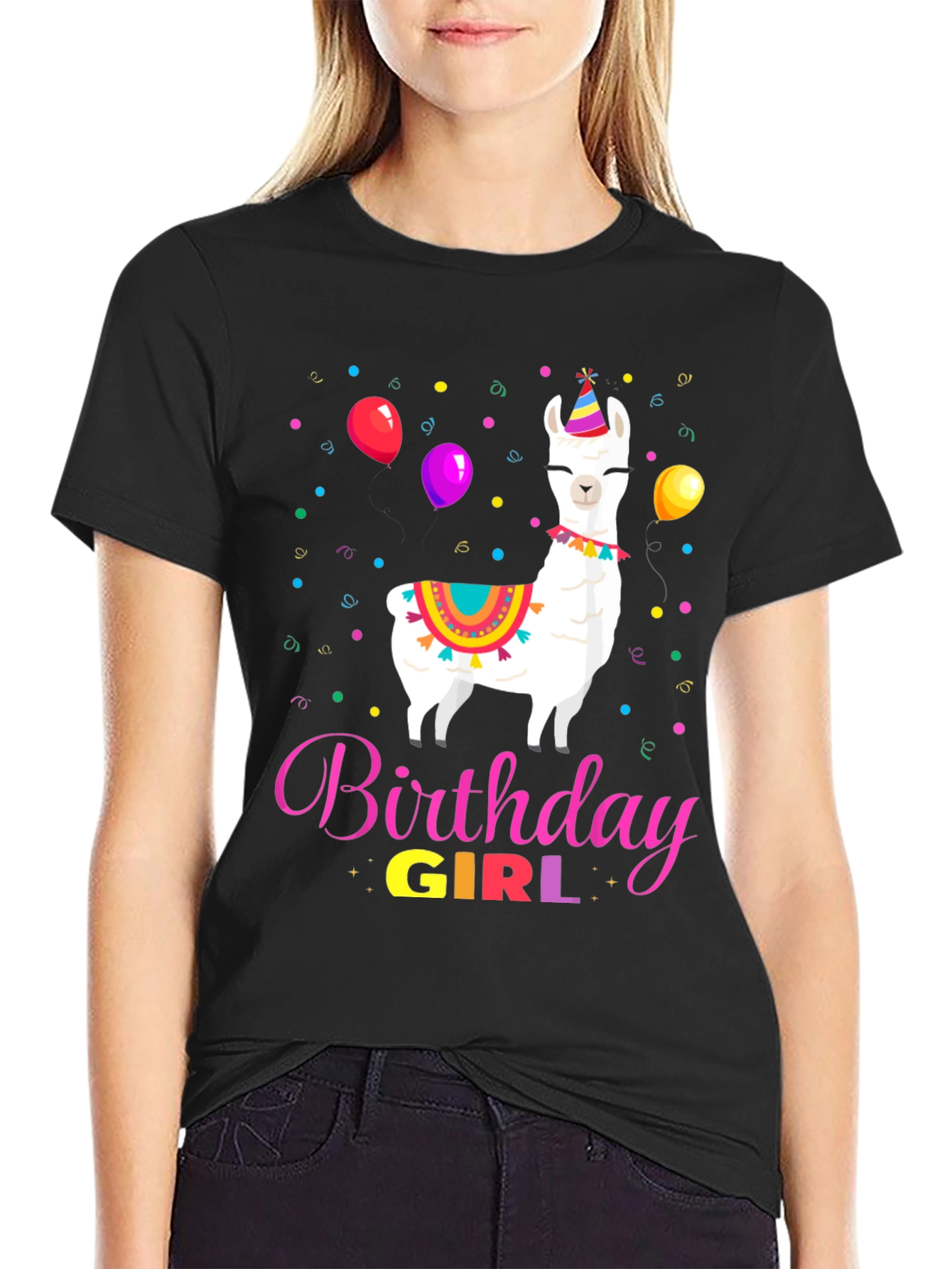 Birthday Girl Llama Graphic Tee