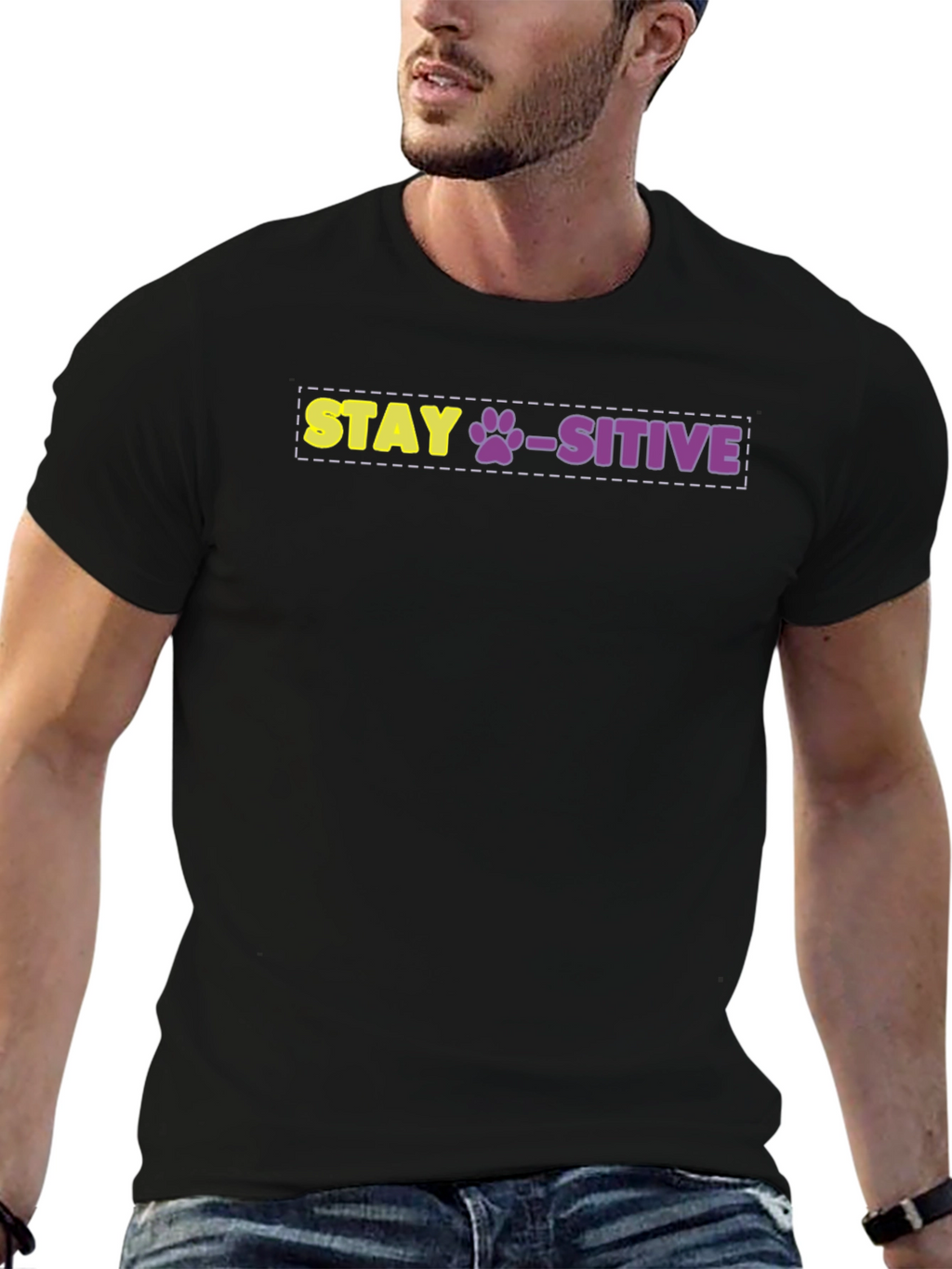 Stay Paws-itive Graphic Tee - Uplifting Dog Lover Shirt