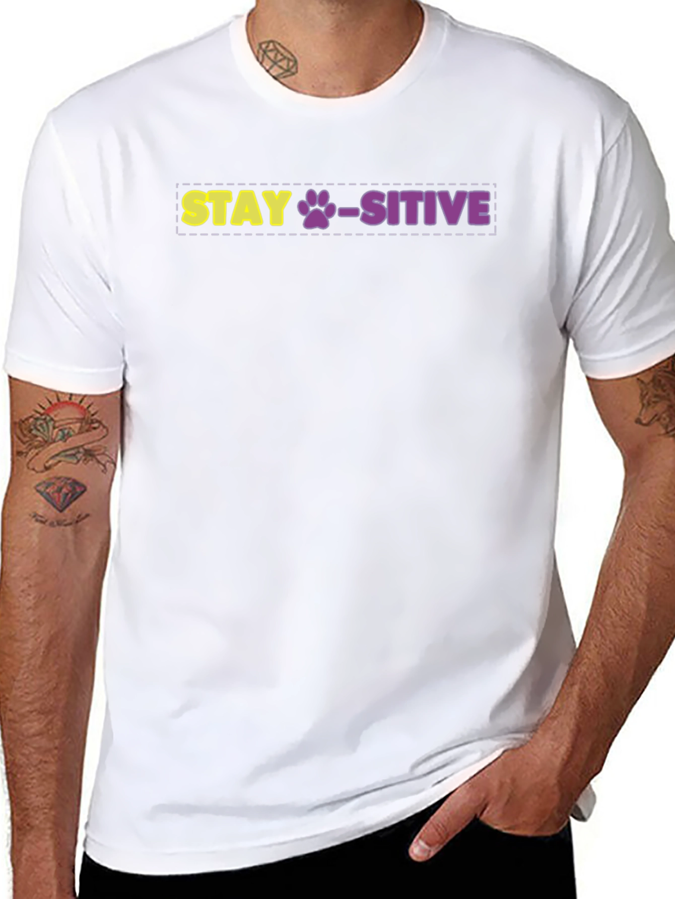 Stay Paws-itive Graphic Tee - Uplifting Dog Lover Shirt