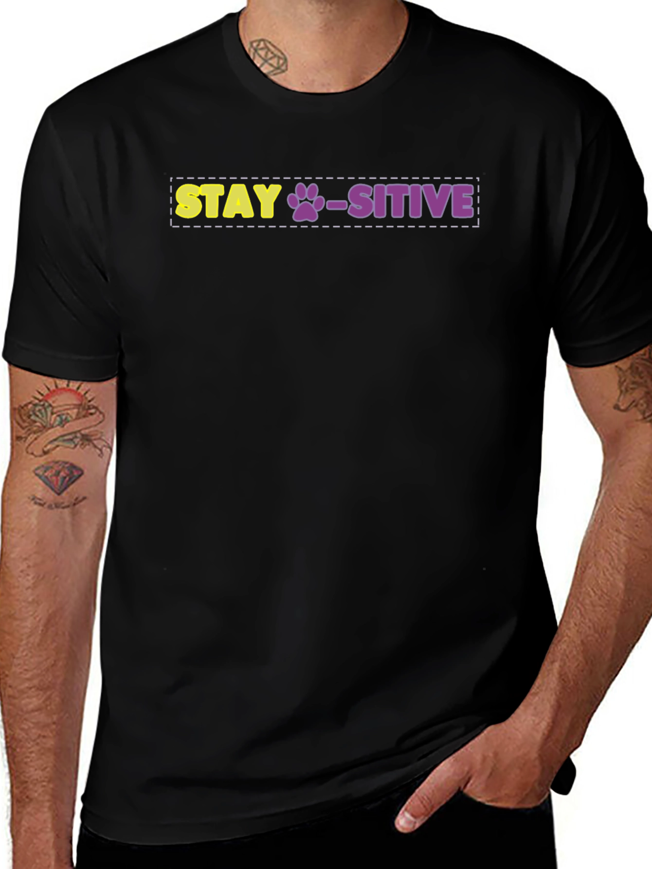 Stay Paws-itive Graphic Tee - Uplifting Dog Lover Shirt