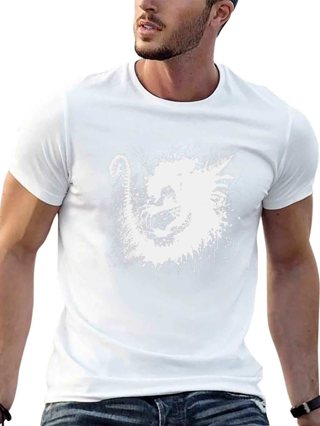 Abstract Dragon Graphic T-Shirt - Black