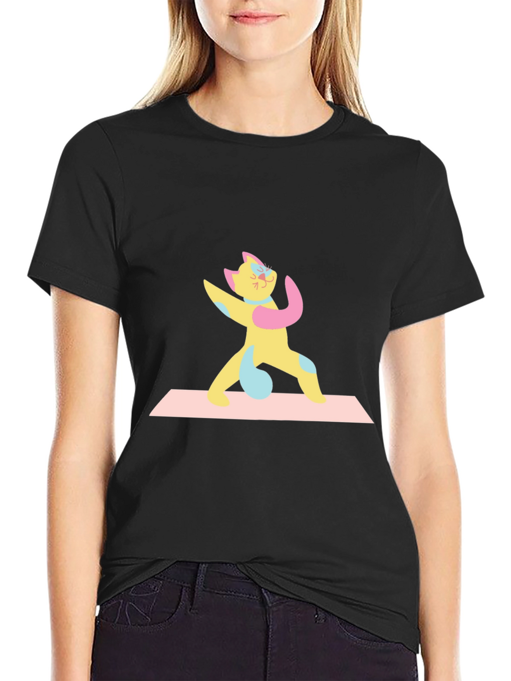 Yoga Cat Black T-Shirt