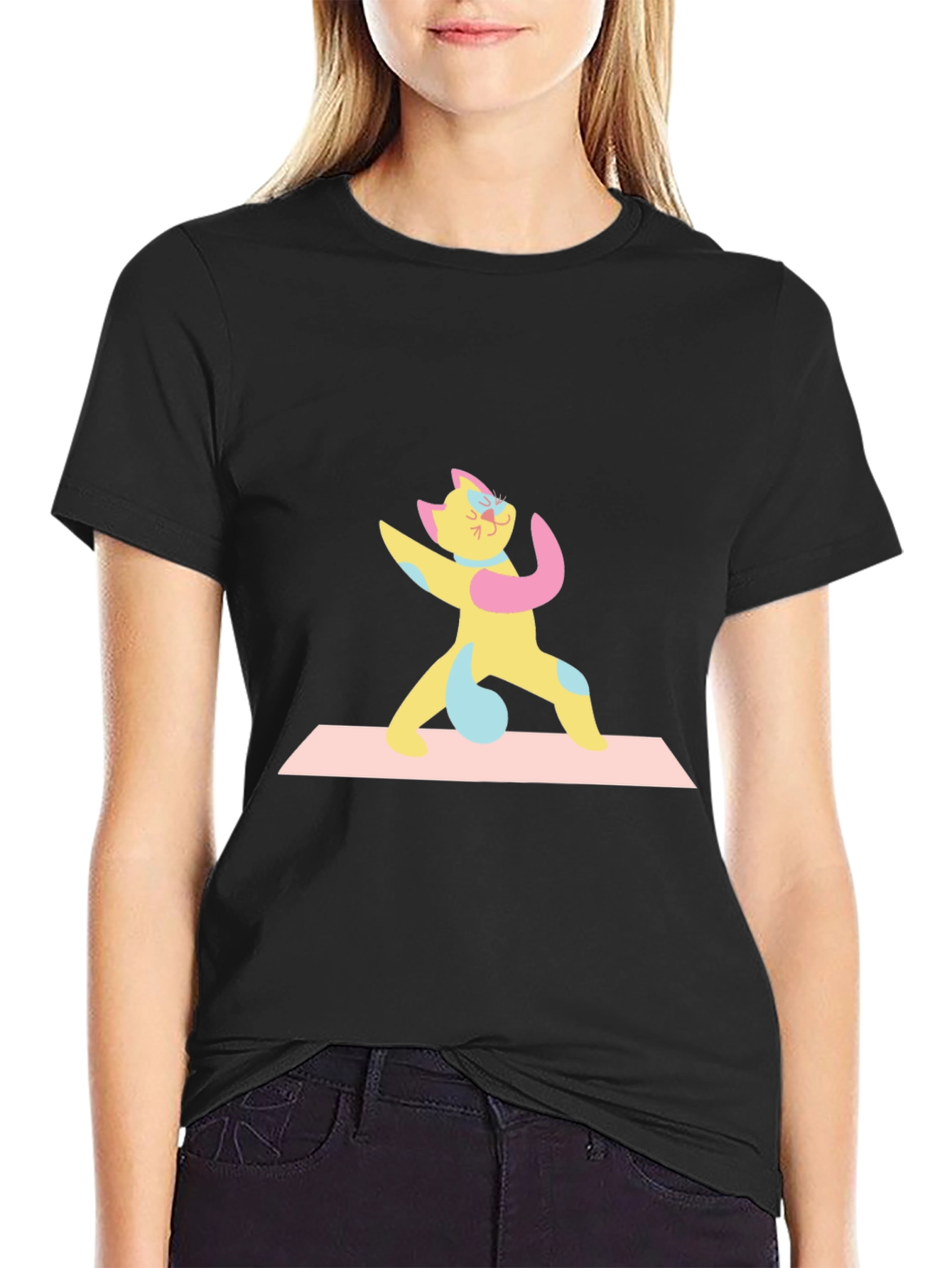 Yoga Cat Black T-Shirt