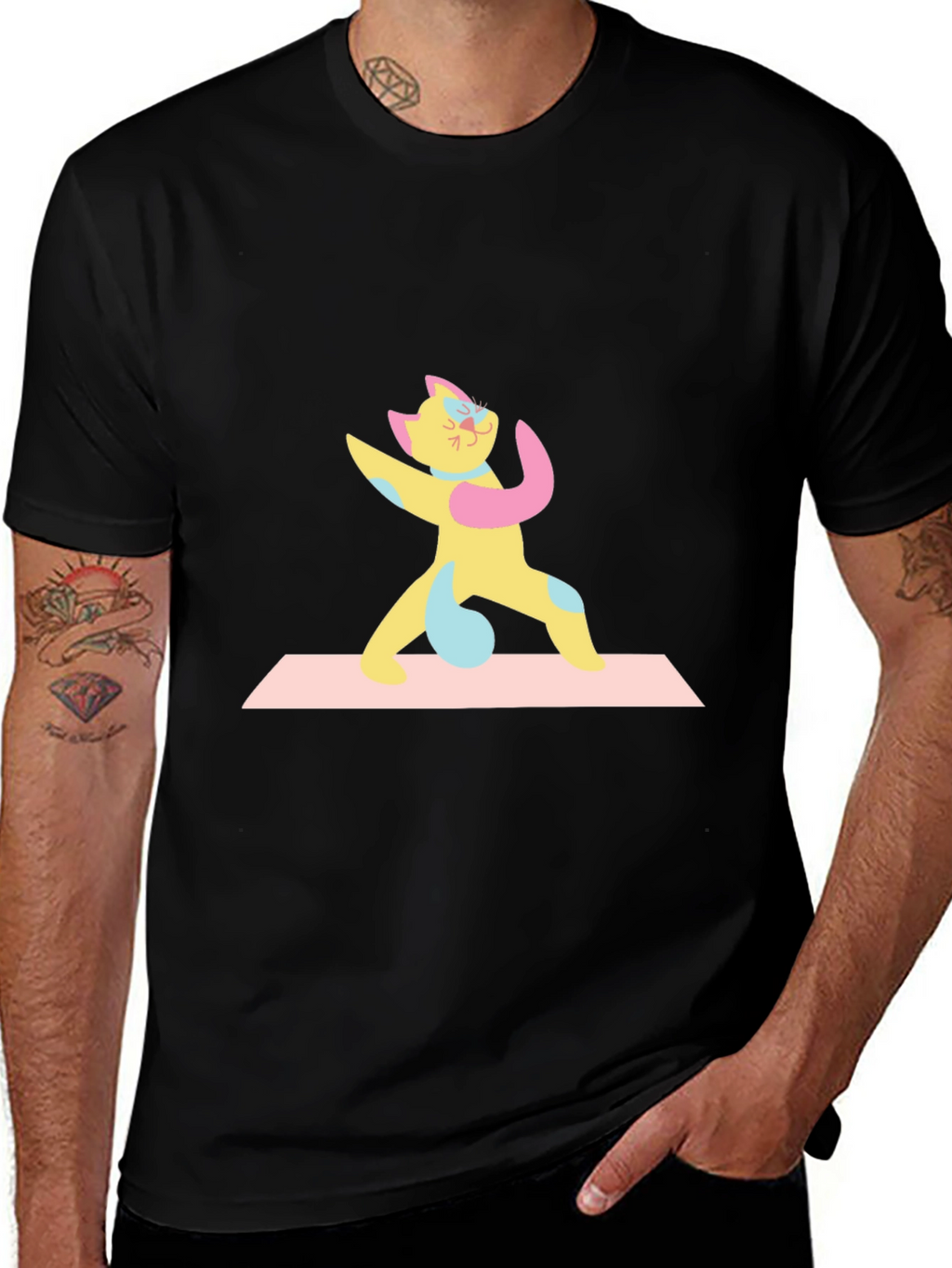 Yoga Cat Black T-Shirt