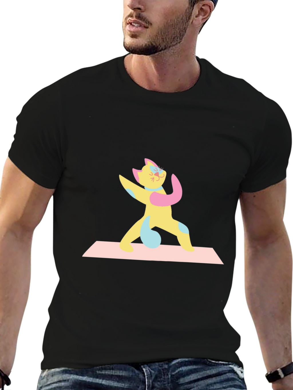 Yoga Cat Black T-Shirt