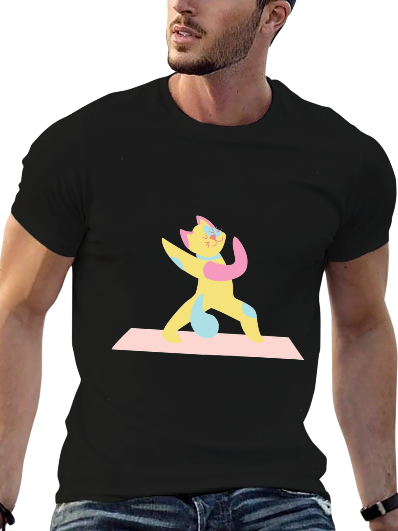 Yoga Cat Black T-Shirt