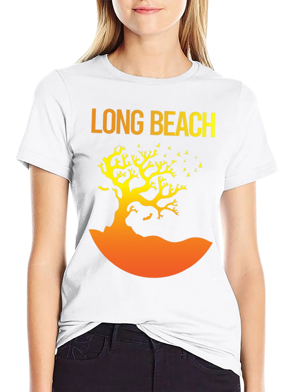 Long Beach Graphic Tee - Tree Silhouette Design