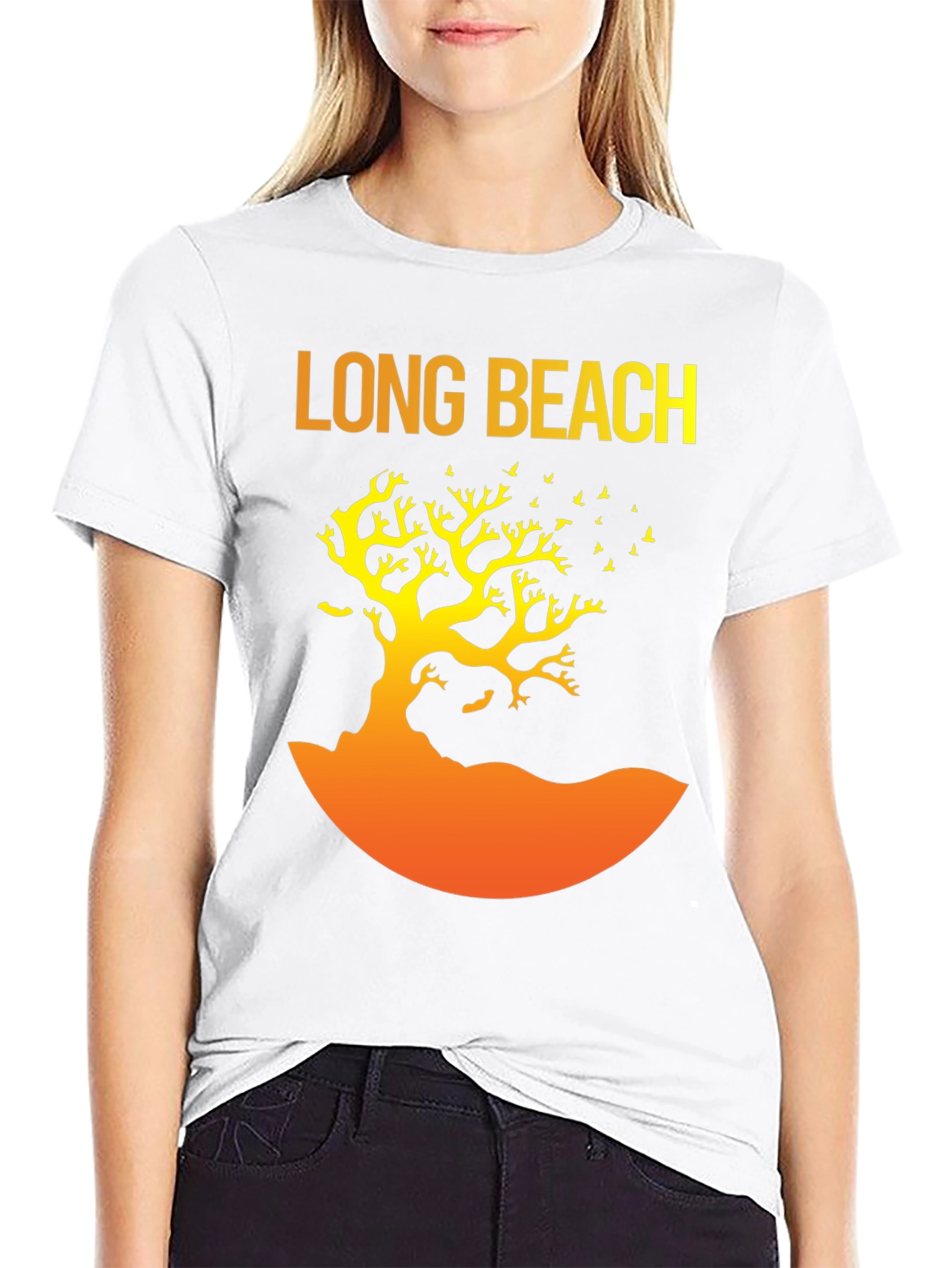 Long Beach Graphic Tee - Tree Silhouette Design