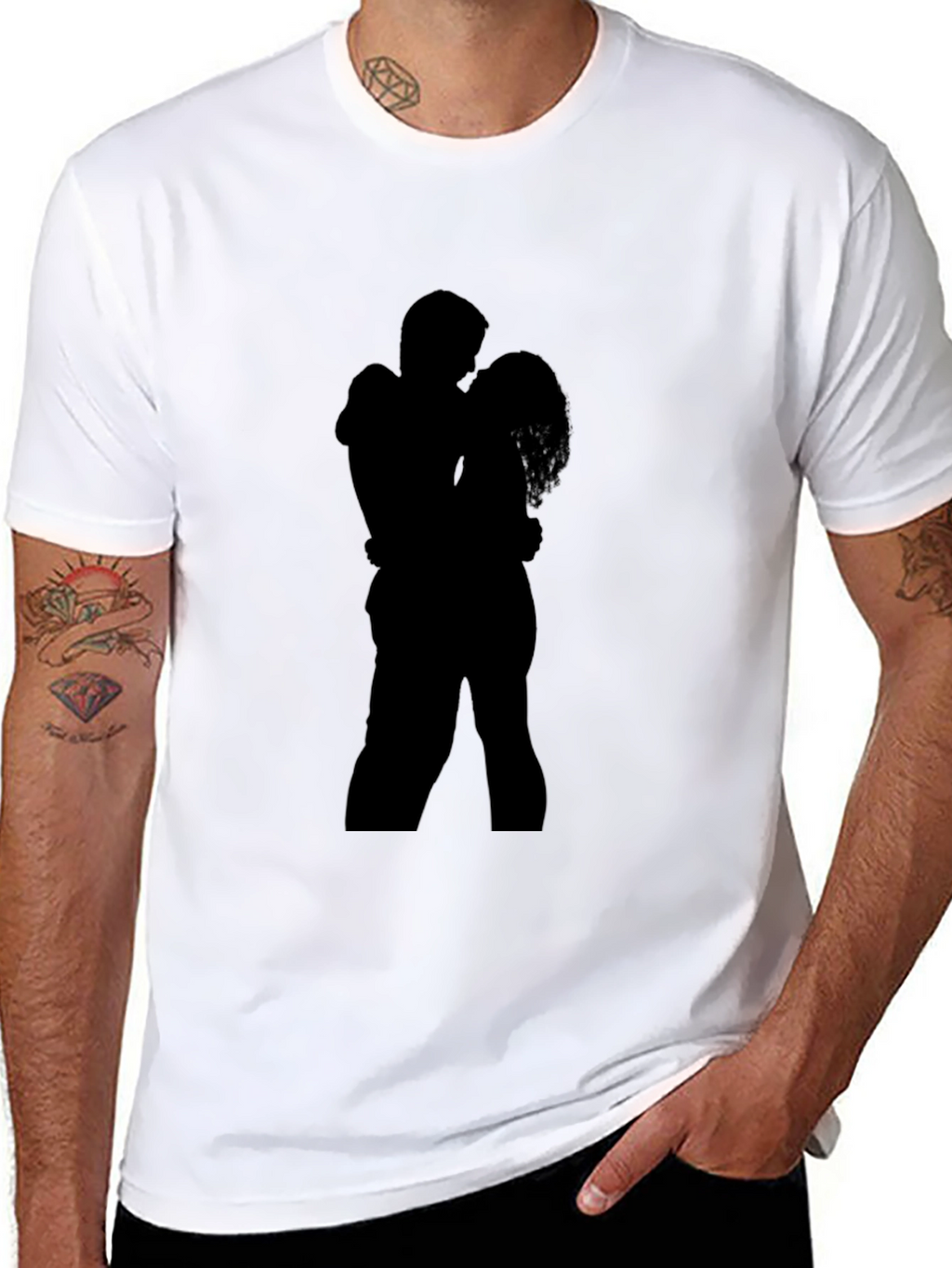 Silhouette Embrace T-Shirt - Romantic Design