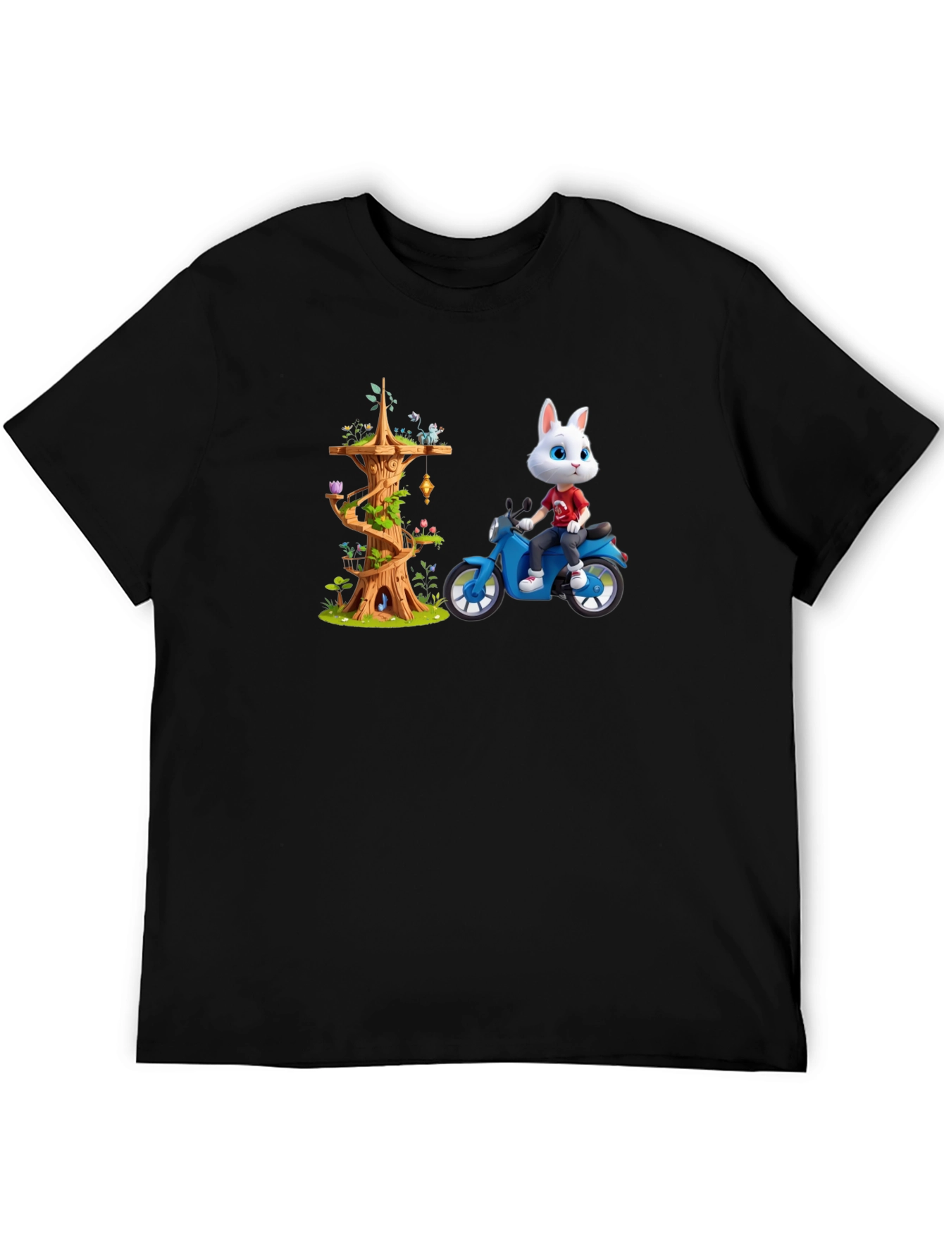 Cartoon Rabbit on Motorcycle T-Shirt