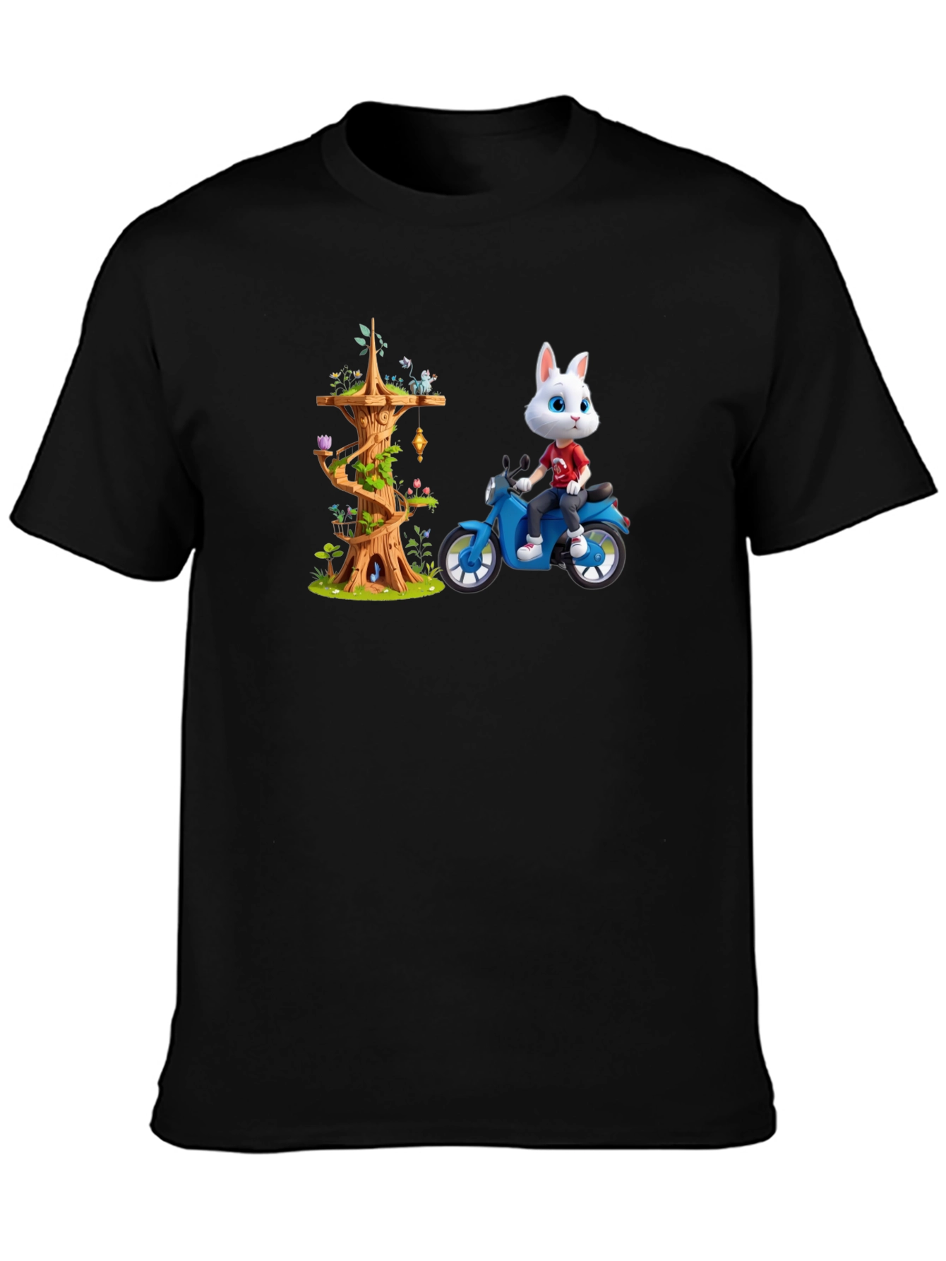 Cartoon Rabbit on Motorcycle T-Shirt