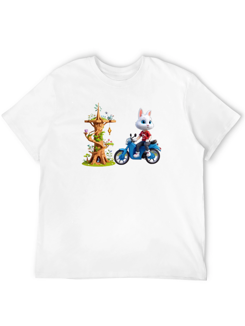 Cartoon Rabbit on Motorcycle T-Shirt