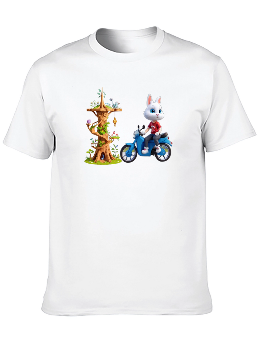 Cartoon Rabbit on Motorcycle T-Shirt