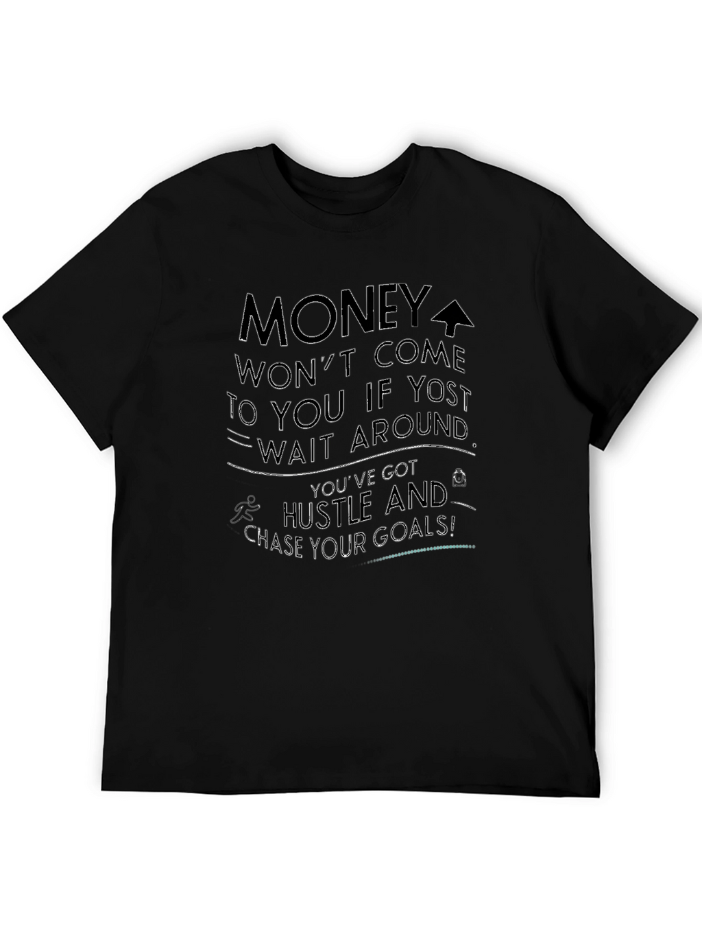 Motivational Black T-Shirt Hustle For Goals