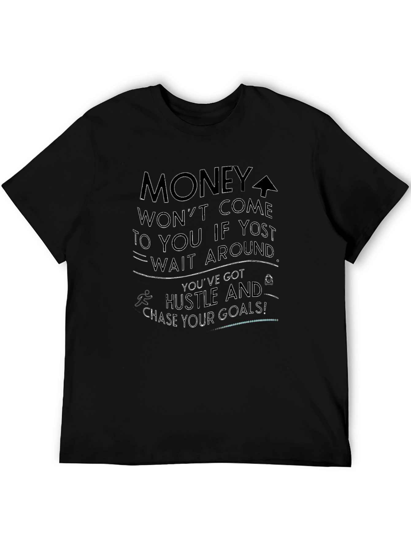 Motivational Black T-Shirt Hustle For Goals