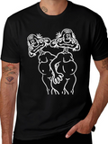 Unique Graphic Tee - Black T-Shirt with Funny Illustration