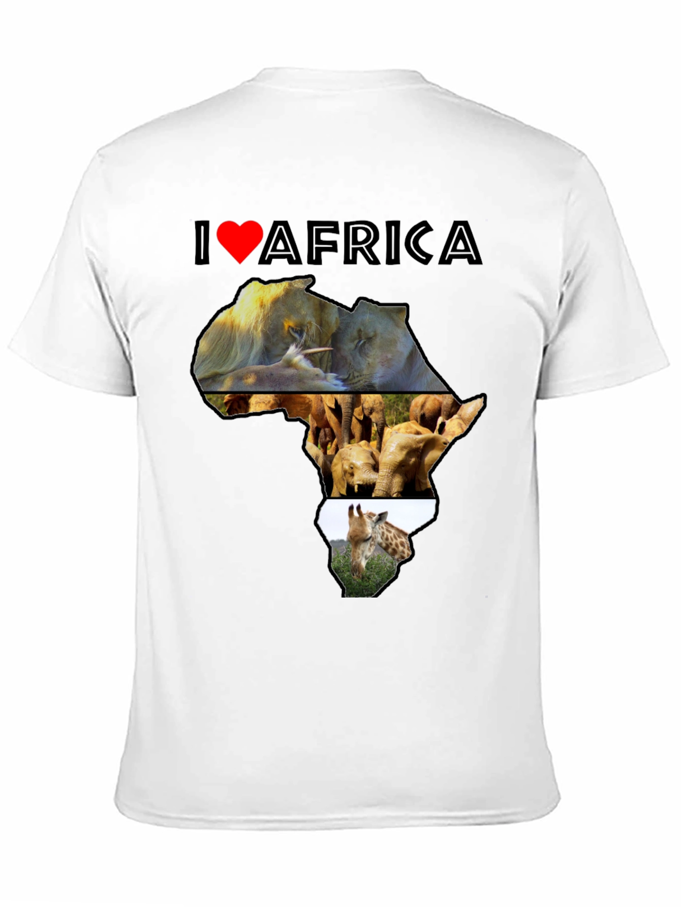I Love Africa T-Shirt: Lion Elephant Giraffe Design