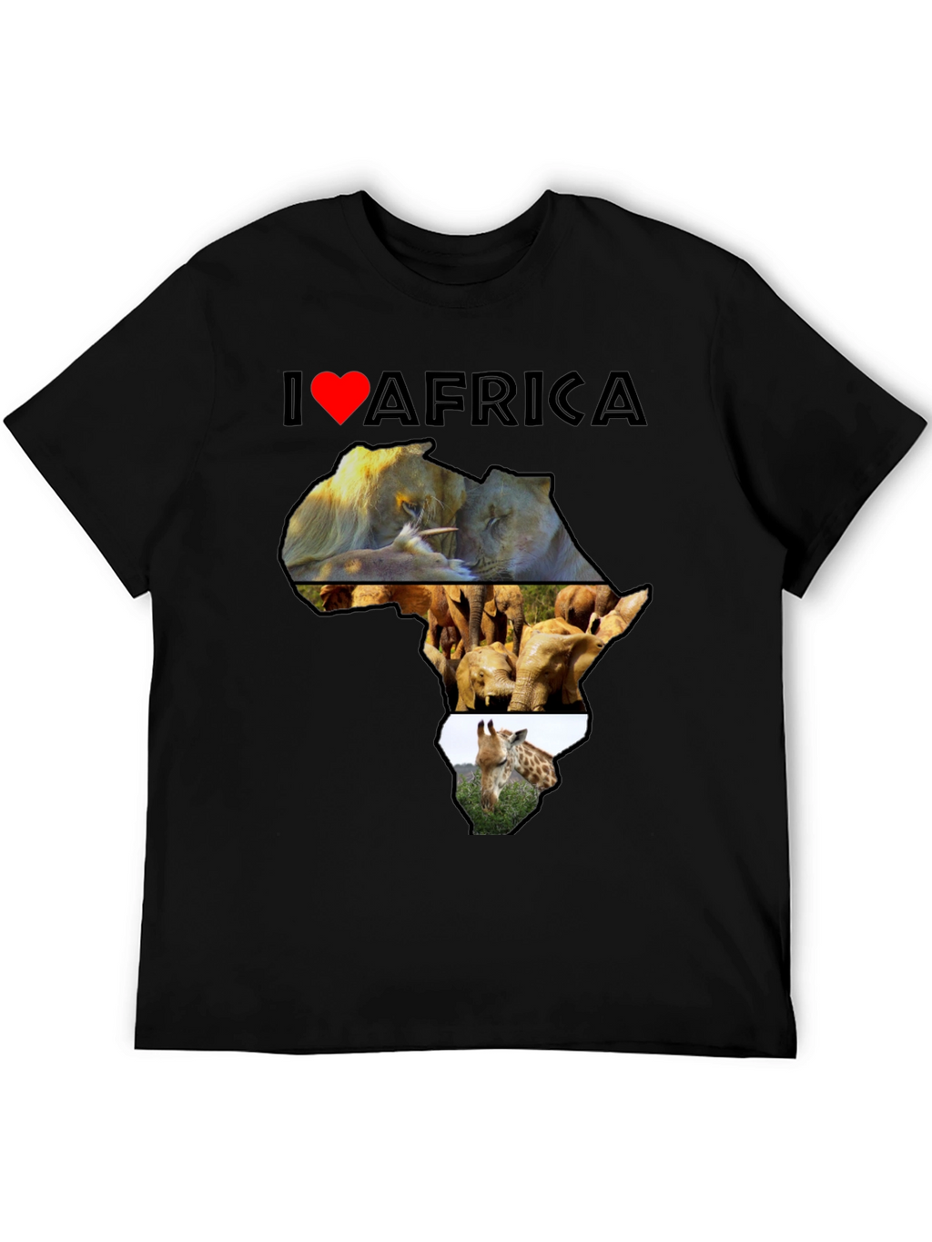 I Love Africa T-Shirt: Lion Elephant Giraffe Design