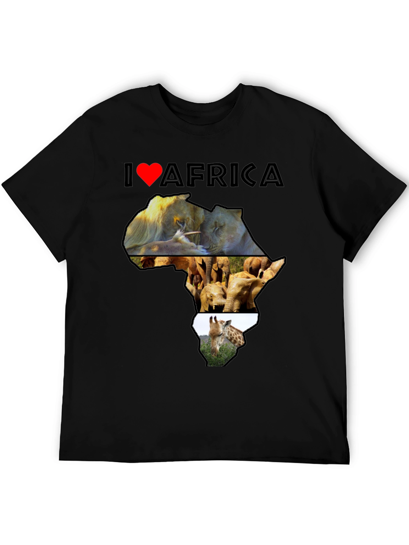 I Love Africa T-Shirt: Lion Elephant Giraffe Design
