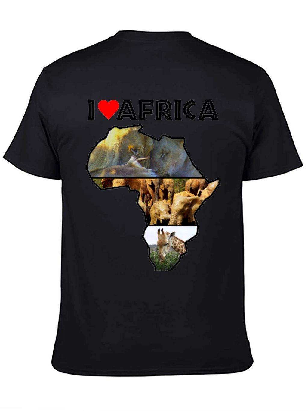 I Love Africa T-Shirt: Lion Elephant Giraffe Design